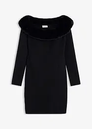 Abito in maglia con inserto in pelliccia sintetica, bonprix