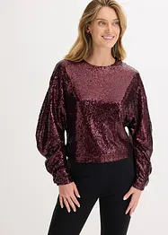 Maglia a maniche lunghe con paillettes, bonprix