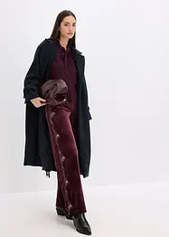 Pantaloni larghi in velluto morbido con inserto di pizzo, bonprix