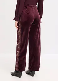 Pantaloni larghi in velluto morbido con inserto di pizzo, bonprix