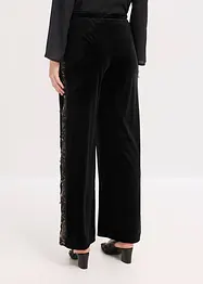 Pantaloni larghi in velluto morbido con inserto di pizzo, bonprix