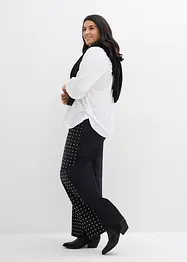 Jeans loose fit straight con applicazione di strass, vita alta, bonprix