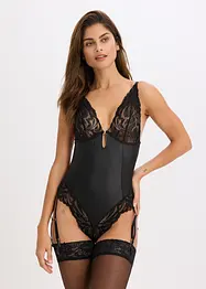 Body effetto bagnato con reggicalze rimovibile, bonprix