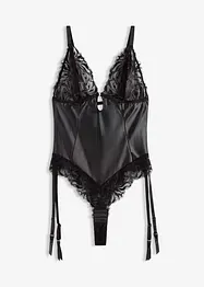 Body effetto bagnato con reggicalze rimovibile, bonprix