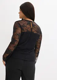 Maglia a maniche lunghe in pizzo raffinato, bonprix