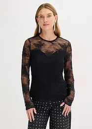Maglia a maniche lunghe in pizzo raffinato, bonprix