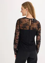 Maglia a maniche lunghe in pizzo raffinato, bonprix