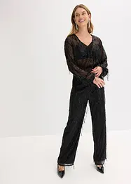 Blusa con paillettes e frange, bonprix