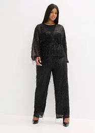 Blusa con paillettes e frange, bonprix
