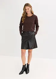 Gonna a pieghe in similpelle di vernice, bonprix