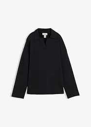 Felpa in cotone biologico con colletto polo in maglia, bonprix