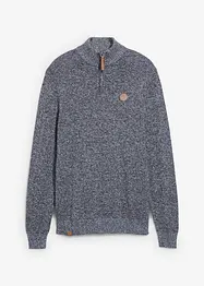 Maglione con mezza zip e puro cotone, bonprix