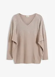 Maglione in filato fine con strass, bonprix