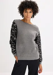Maglione con maniche leopardate, bonprix