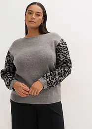 Maglione con maniche leopardate, bonprix