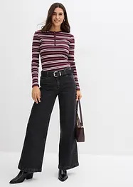 Maglia a maniche lunghe a coste in misto cotone biologico, bonprix