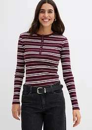 Maglia a maniche lunghe a coste in misto cotone biologico, bonprix