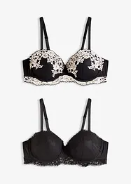 Reggiseno a balconcino in pizzo bicolore (pacco da 2), bonprix
