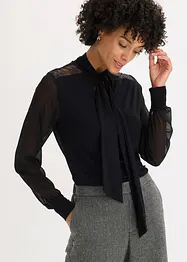 Maglia con fiocco e pizzo, bonprix