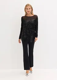 Maglia a maniche lunghe con frange e pailettes, bonprix
