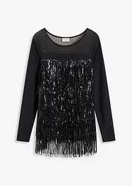 Maglia a maniche lunghe con frange e pailettes, bonprix