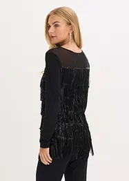 Maglia a maniche lunghe con frange e pailettes, bonprix
