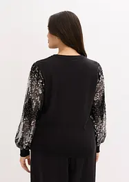 Maglione in filato fine con paillettes sulle maniche, bonprix