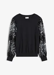Maglione in filato fine con paillettes sulle maniche, bonprix