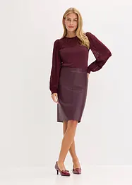 Gonna al ginocchio in similpelle con vestibilità aderente, bonprix