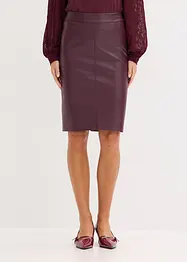 Gonna al ginocchio in similpelle con vestibilità aderente, bonprix