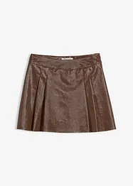 Gonna corta in similpelle con pieghe baciate, bonprix