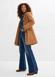 Jeans a zampa con borchiette, vita alta, bonprix