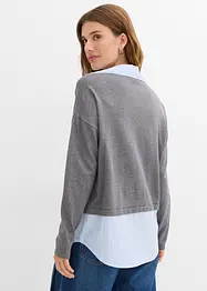 Maglione in filato fine con inserto di camicia, bonprix