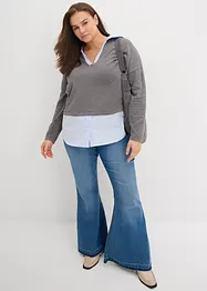 Maglione in filato fine con inserto di camicia, bonprix