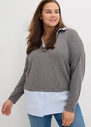 Maglione in filato fine con inserto di camicia, bonprix