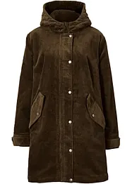 Parka svasato in velluto con fodera in pile teddy e cappuccio, bonprix