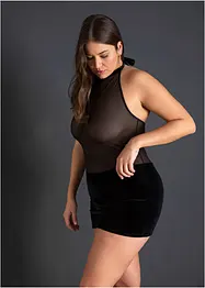 Mini abito sexy all'americana con velluto, bonprix