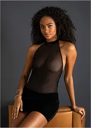 Mini abito sexy all'americana con velluto, bonprix