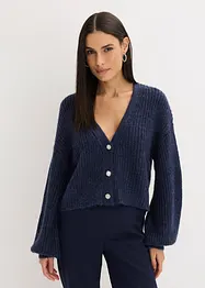 Cardigan corto con filato glitterato in misto lana, bonprix