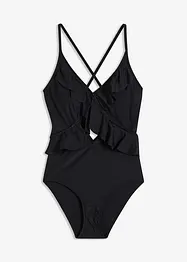 Costume intero con cut-out e volant, bonprix