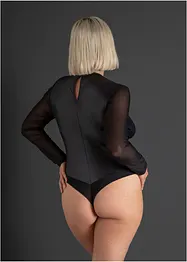 Body con perizoma ouvert in look bagnato, bonprix