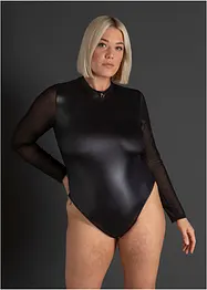 Body con perizoma ouvert in look bagnato, bonprix