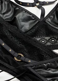 Bralette, perizoma,  reggicalze in look bagnato (set 3 pezzi), bonprix