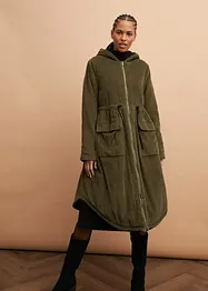 Cappotto in velluto a coste con cappuccio in pile teddy di puro cotone, bonprix