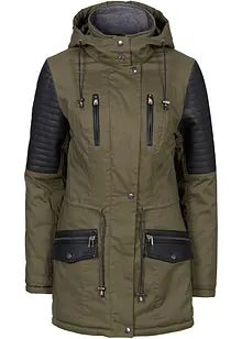 Parka con inserti in similpelle, bonprix