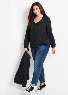 Maglia a maniche lunghe in puro cotone con elastico, bonprix