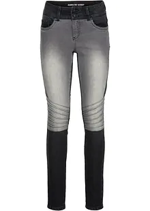 Jeans skinny bicolore in stile biker, bonprix