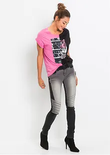 Jeans skinny bicolore in stile biker, bonprix