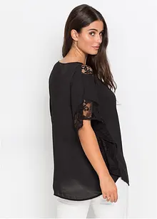 Blusa con pizzo in poliestere riciclato, bonprix