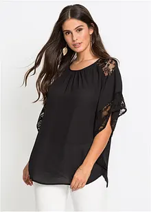 Blusa con pizzo in poliestere riciclato, bonprix